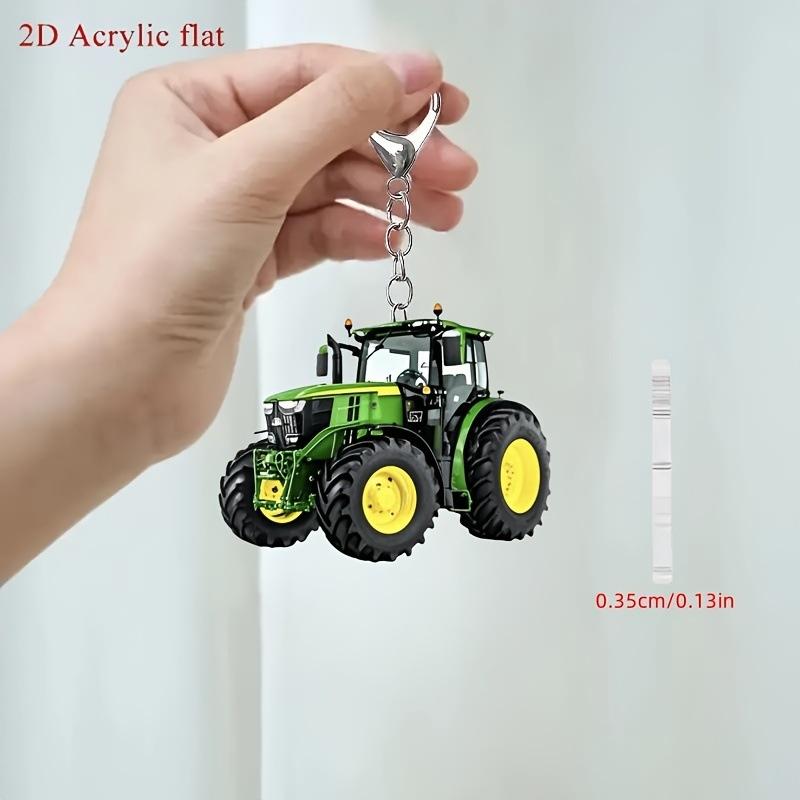 Heavy Equipment Key Ring - Tractor Keychain 2D Flat Design Durable